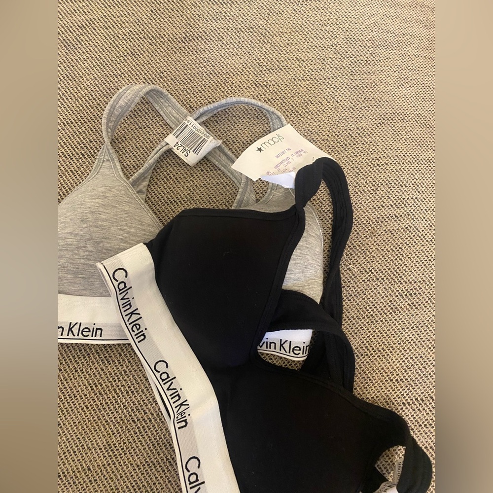 Calvin Klein Black and Gray Bralette Set